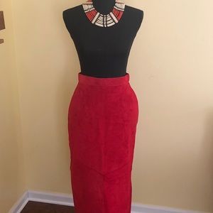 Red Suede Pencil Skirt